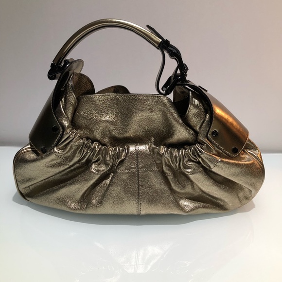 Burberry Handbag Metallic Goldstone Color Rare - Picture 5 of 16